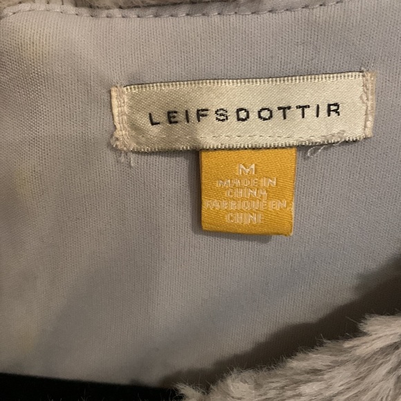 Anthropologie LEIFSDOTTIR Grey Faux Fur Fuzzy Short Sleeve Top - Picture 5 of 5